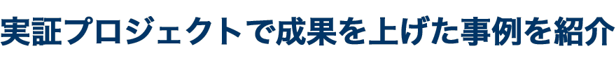 実証プロジェクトで成果を上げた事例を紹介